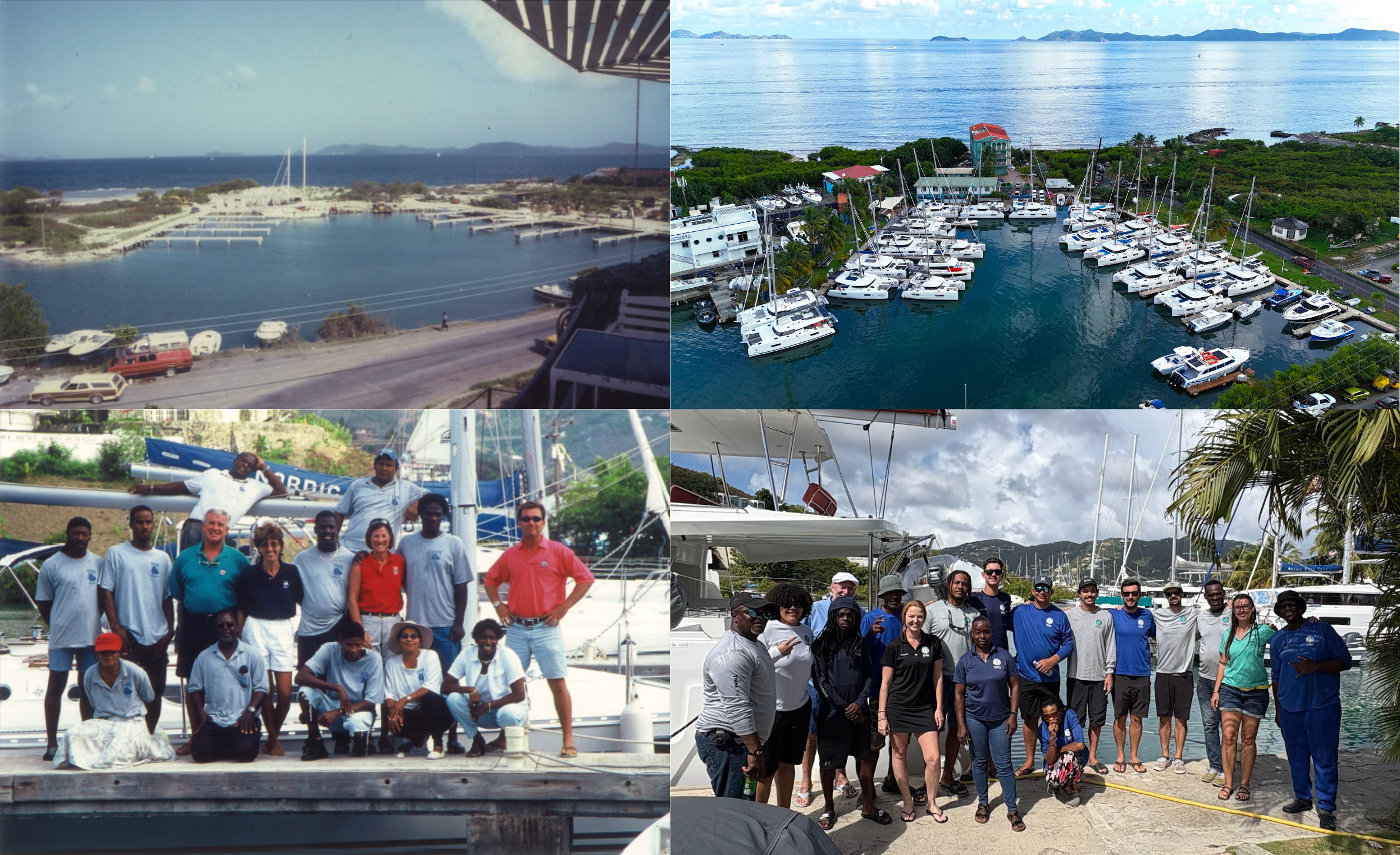 Historic and modern TMM Yacht Charters marina, fleet, and team photos in the British Virgin Islands.